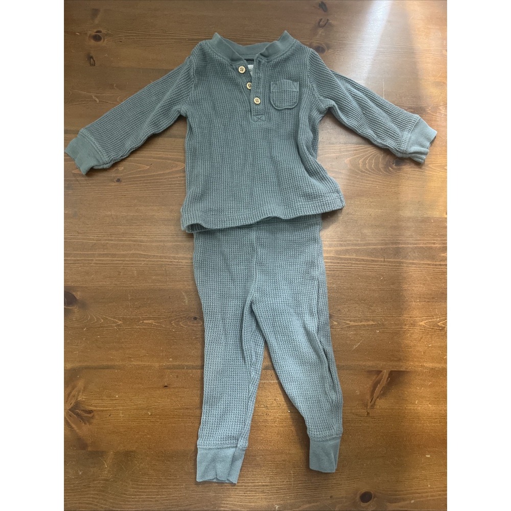 LITTLE PLANET BY CARTERS 9M Waffle‎ Long Sleeve Pant Set